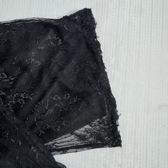 Small Black Lace Jumpsuit Sleeveless Wide Leg One-Piece Belted Goth Glam Whimsy - Picture 7 of 8